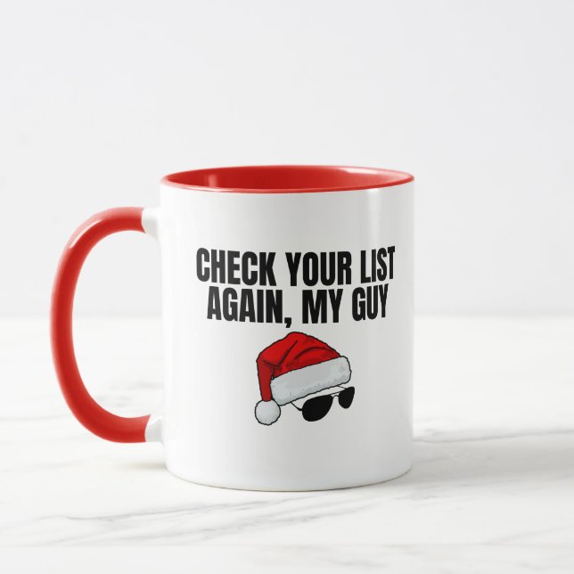 Funny Sassy Santa Nice List Christmas Mug (Left)