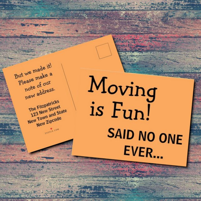 Funny Sassy Sarcasm Orange Moving Announcement Postcard (Creator Uploaded)