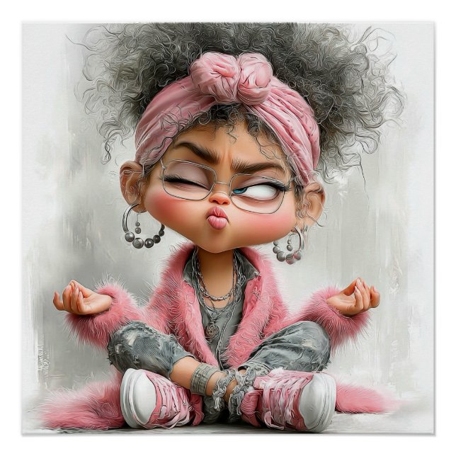 Funny Sassy Yoga Art Poster (Front)