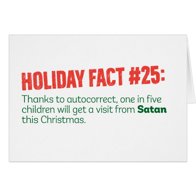 Funny “Satan” Autocorrect Christmas Card (Front Horizontal)