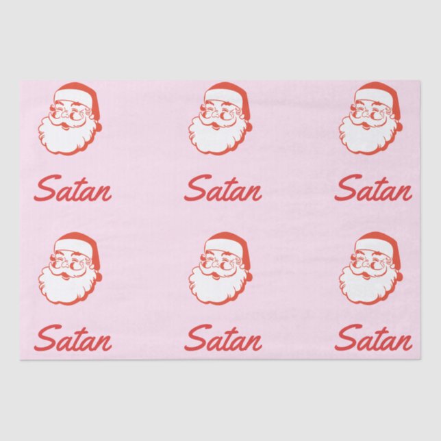 Funny Satan Santa Claus Spelling Mistake Typo Tissue Paper (Front)