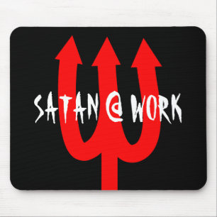 Funny satanic mouse pad with red devils fork