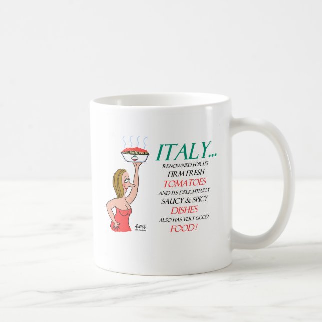Funny Saucy Spicy Italian Women and Food  Cartoon Coffee Mug (Right)
