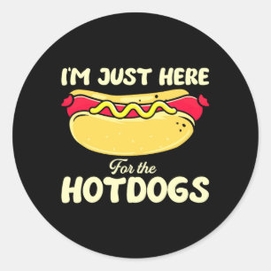 Funny Sausage BBQ Food Lover Here for The Hotdogs Classic Round Sticker