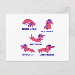 Funny Sausage Dog Moods Gift Pet Lover Postcard