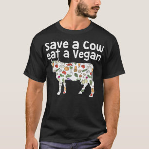 Funny 'Save a Cow Eat a Vegan'  Vegetarian  T-Shirt
