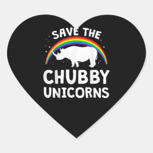 Funny Save Chubby Unicorns Rhino Lover Gift Heart Sticker