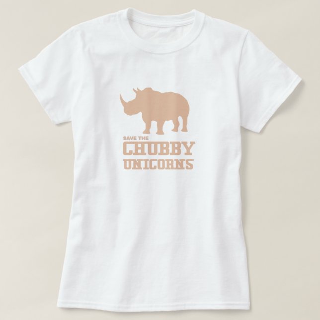 Funny Save the Chubby Unicorns Rhino Pink T-Shirt (Design Front)