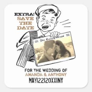 Funny save the date custom photo  square sticker