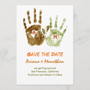 funny save the date invitation with hands
