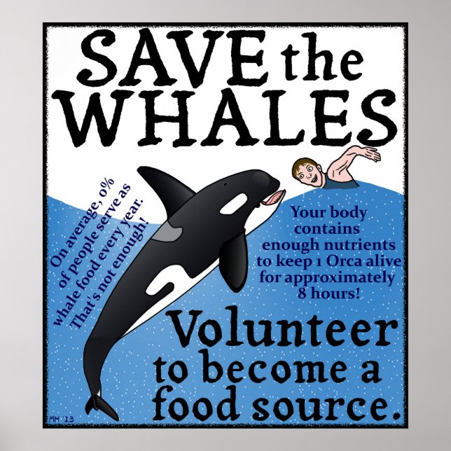 Funny Save the Whales Satire Spoof Poster (Front)