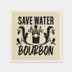 Funny save water drink bourbon word art napkin