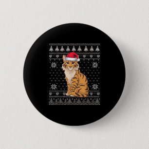 Funny Savh Cat Ugly Christmas Sweater Santa Xmas P 6 Cm Round Badge