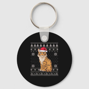 Funny Savh Cat Ugly Christmas Sweater Santa Xmas P Key Ring