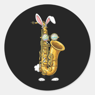Funny Saxophone Bunny Easter Egg Easter Day Womens Classic Round Sticker