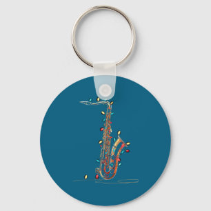 Funny Saxophone Christmas Graphics Lights Lover Pl Key Ring