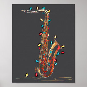 Funny Saxophone Christmas Graphics Lights Lover Pl Poster