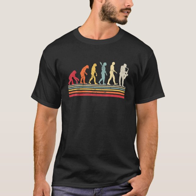 Funny Saxophone Evolution Of Man Vintage Retro Wom T-Shirt (Front)