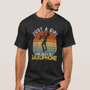 Funny Saxophone Girl Musician Jazz Music Lover Ret T-Shirt