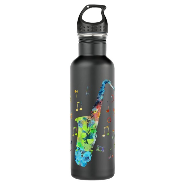 Funny Saxophone Musician Jazz Music Lover Colourfu 710 Ml Water Bottle (Front)