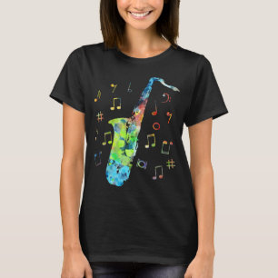Funny Saxophone Musician Jazz Music Lover Colourfu T-Shirt