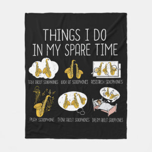 Funny Saxophone Player Gift Men Jazz Music Fleece Blanket