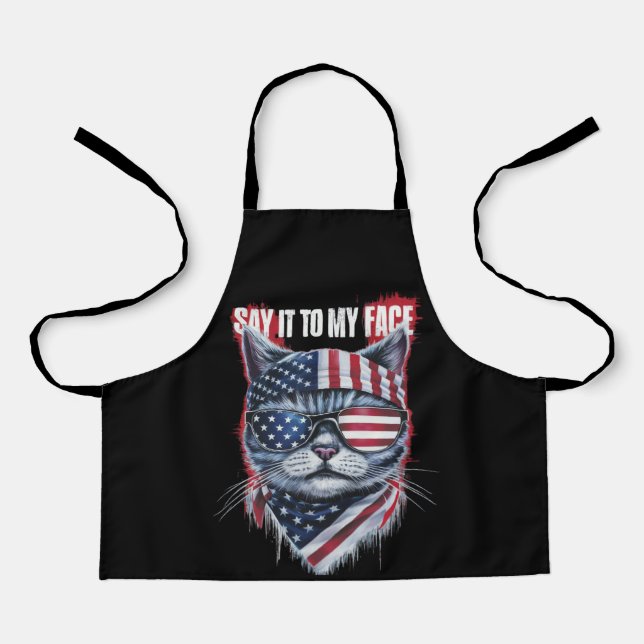 Funny Say It To My Face Funny Cat Apron (Front)