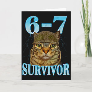 Funny Saying 67 Cats Tummy Ache Survivor Cat Meme  Card