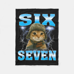 Funny Saying 67 Cats Tummy Ache Survivor Cat Meme Fleece Blanket