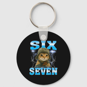 Funny Saying 67 Cats Tummy Ache Survivor Cat Meme Key Ring