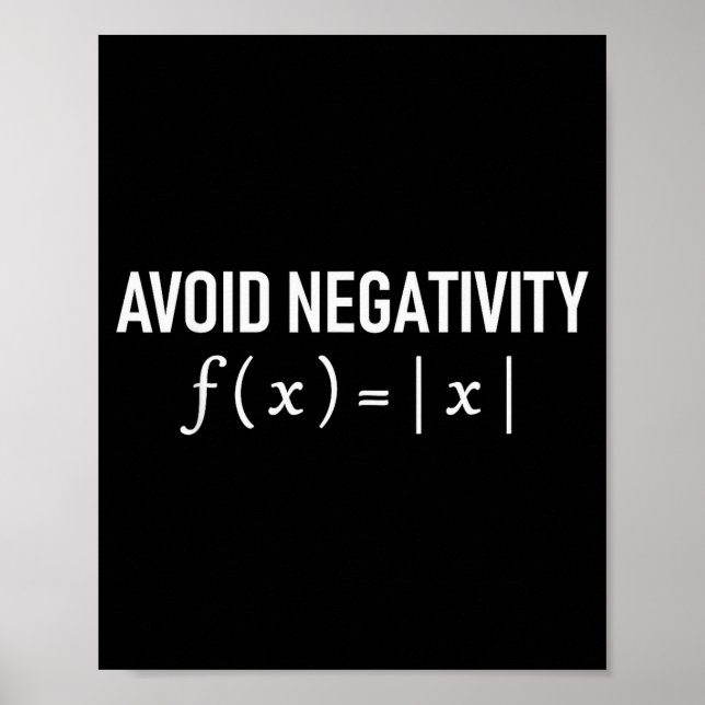 Funny Saying Avoid Negativity Math Equation Men Wo Poster (Front)