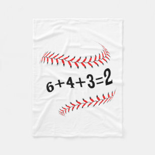 Funny Saying Baseball 6+4+3=2 Double Play Softball Fleece Blanket