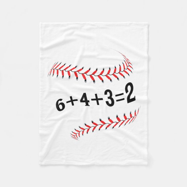 Funny Saying Baseball 6+4+3=2 Double Play Softball Fleece Blanket (Front)
