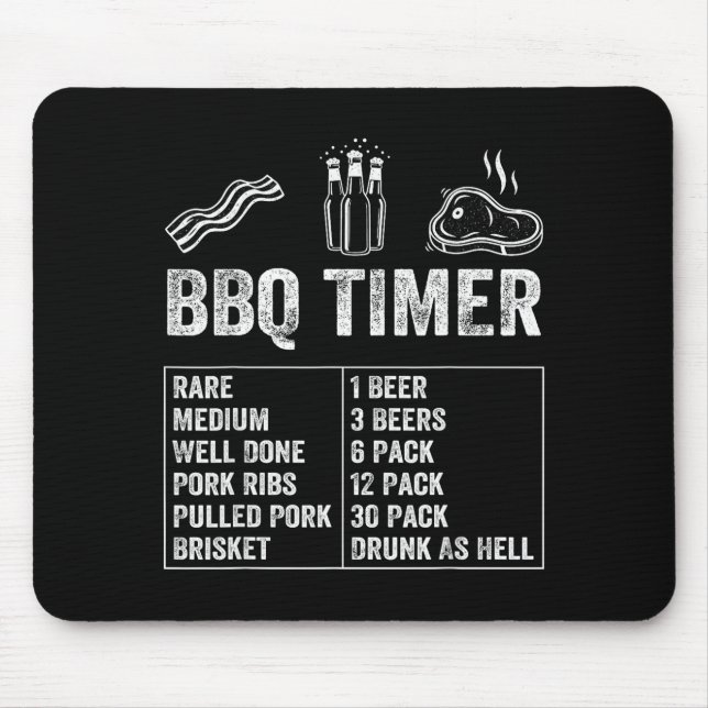 Funny Saying Bbq Timer Beer Grill Dad Barbecue Dri Mouse Pad (Front)