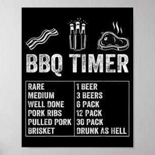 Funny Saying Bbq Timer Beer Grill Dad Barbecue Dri Poster