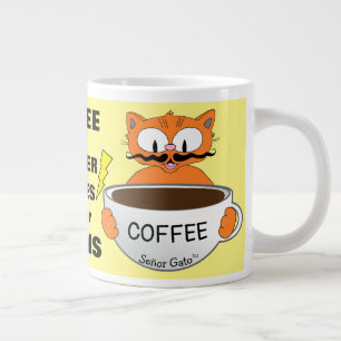 Funny Saying Cartoon Cat Large Coffee Mug
