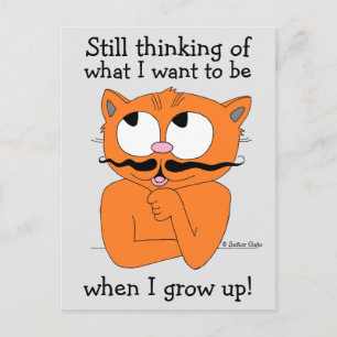 Funny Saying Cartoon Moustache Cat Postcard