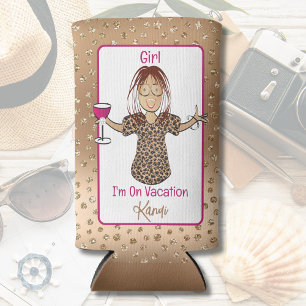 Funny Saying Cartoon Sassy Ethnic Girls Weekend Seltzer Can Cooler