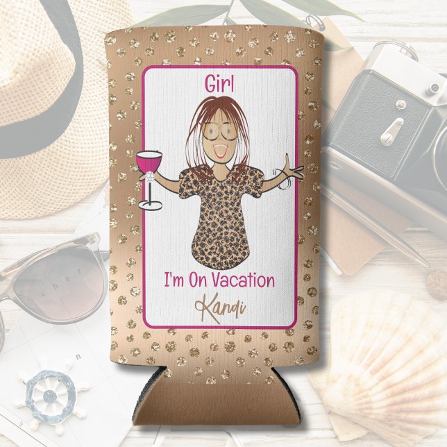 Funny Saying Cartoon Sassy Ethnic Girls Weekend Seltzer Can Cooler (Creator Uploaded)