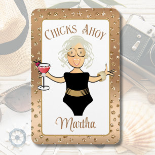 Funny Saying Chicks Ahoy Cartoon Bold Cruise Ship  Magnet