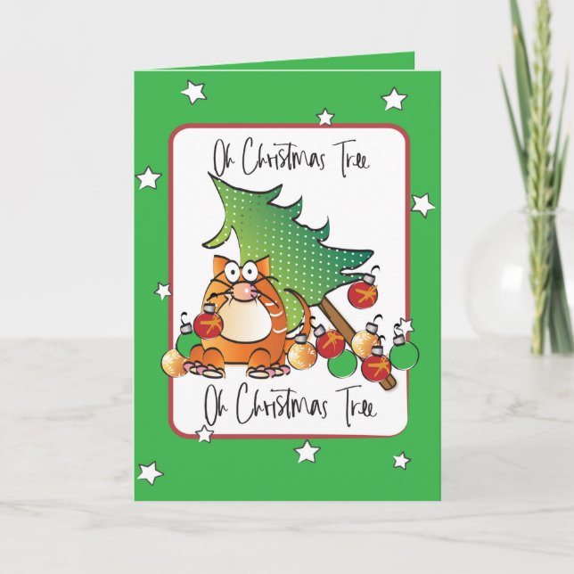 Funny Saying Christmas Cat Cartoon Humourous Card (Front)