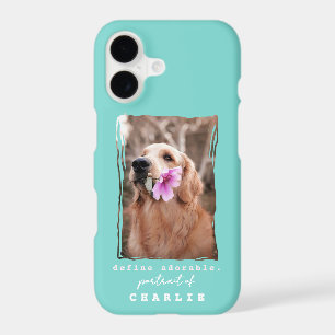 Funny Saying Cute Custom Dog Photo Name Blue Aqua