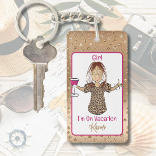 Funny Saying Female Cartoon Vacation Budget Gift Key Ring