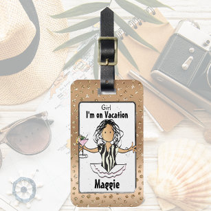 Funny Saying for Her Vacation Cruise Beach Name  Luggage Tag