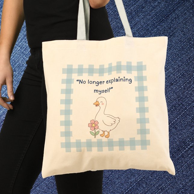 Funny Saying Goose with Blue Gingham Tote Bag (Creator Uploaded)