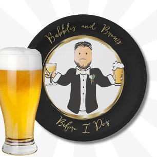 Funny Saying Groom Male Cartoon Wedding Brunch Paper Plate