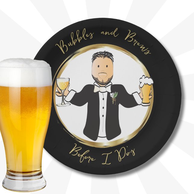 Funny Saying Groom Male Cartoon Wedding Brunch  Paper Plate (Creator Uploaded)