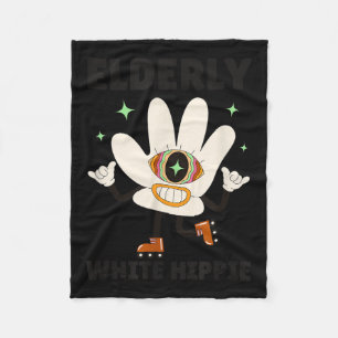 Funny Saying Groovy Elderly White Hipe  Fleece Blanket
