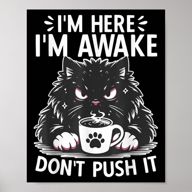 Funny Saying I'm Here I'm Awake Don't Push It Sarc Poster (Front)