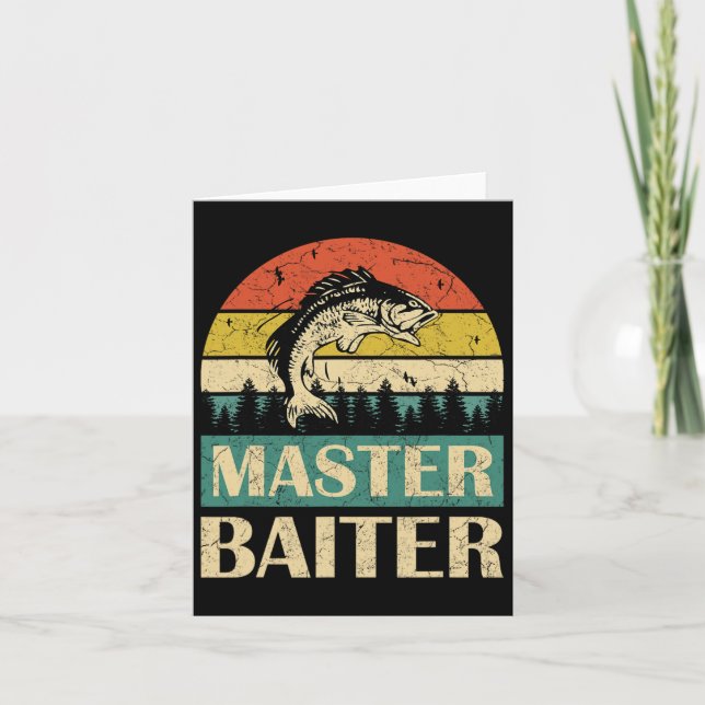 Funny Saying-master Baiter Fishing Fishermen Men W Card (Front)